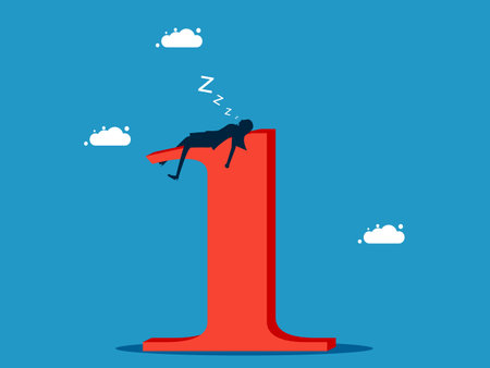 Be number one in the business. Businesswoman sleeping on number one. Vectorのイラスト素材