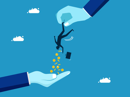 Pay taxes or request payment. businessman collecting money vectorのイラスト素材