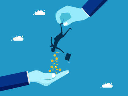 Financial crimes. businesswoman collecting money vector illustrationのイラスト素材