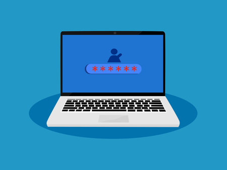 Access information. Businessman login into the system. Vector illustrationのイラスト素材