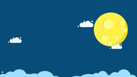 Evening of dreams. full moon floats in the sky. vector illustrationのイラスト素材