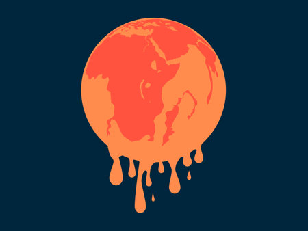 crisis of global warming. melting world. vector illustrationのイラスト素材
