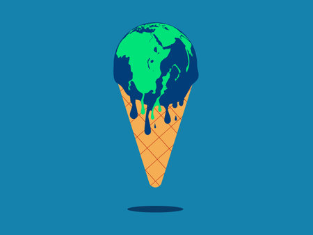 global warming concept The world is melting like ice cream. vector illustrationのイラスト素材