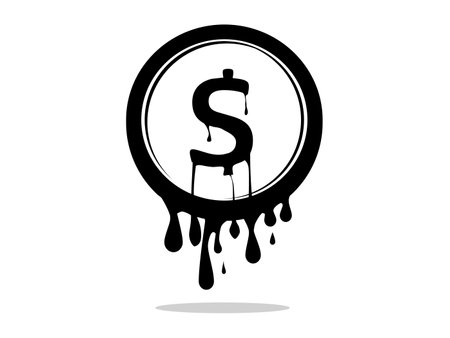 Depreciation of currency. coin melts into water icon. vector illustrationのイラスト素材
