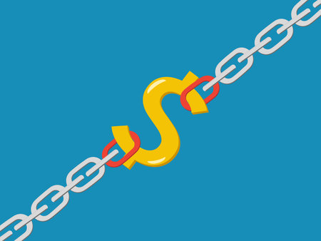 Dollar chain. Money chain symbol or money sharing chain vectorのイラスト素材