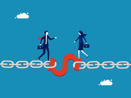 Get mutual benefits. Businessmen agree on the financial chain vectorのイラスト素材