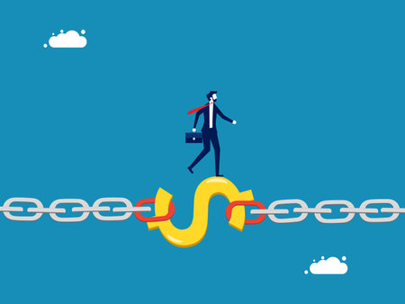 Financial stability. Businessman on the financial chain vectorのイラスト素材