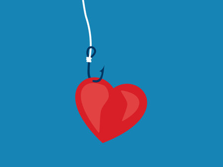 Victim of love. heart on hook. vector illustrationのイラスト素材