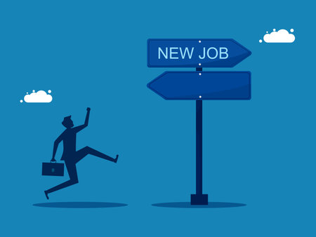 New challenge. Businessman delighted at new job opportunity vectorのイラスト素材