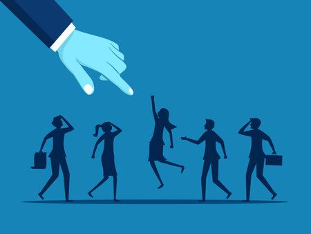 Recruiting personnel or hiring employees. big hand pointing at job applicant vectorのイラスト素材