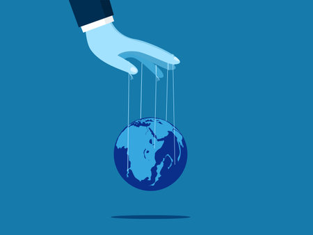 Corruption. Businessmen who have control over the world vectorのイラスト素材