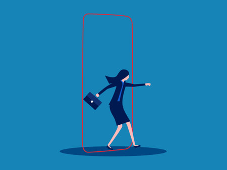 To gain freedom and success. Businesswoman leaves comfort zone Vector illustrationのイラスト素材