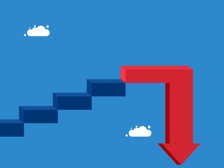 bubble crisis burst. Stairs with arrows pointing down from above. Vectorのイラスト素材