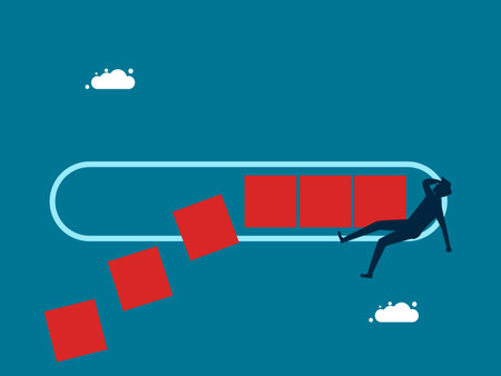 Losing life time. man lying on the loading bar vector illustrationのイラスト素材