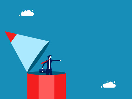 Research or imagination. Business leader on pencil head vectorのイラスト素材