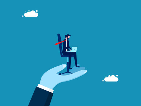 Supervisor. business manager raises a chair to support the employee. vector illustrationのイラスト素材