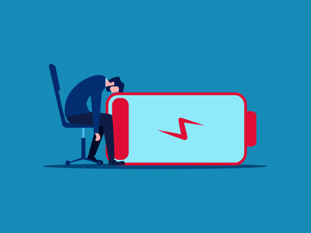Businessman depressed, exhausted, loses morale at work. vector illustrationのイラスト素材