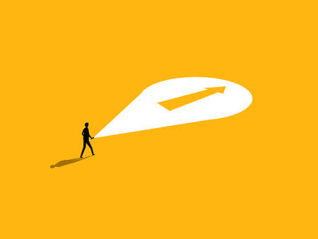 Discover the path to success. Businessman manager shines a light to lead the way. vectorのイラスト素材