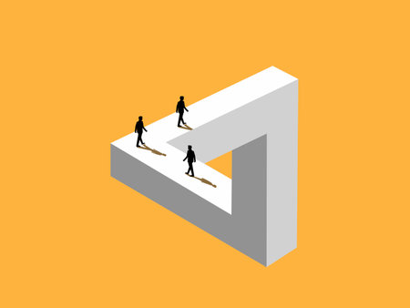 Success, challenge. Team. Businessman walking on triangle vectorのイラスト素材