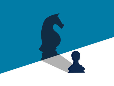 Confidence, Courage. Chess with the Shadow of the Knight. vectorのイラスト素材