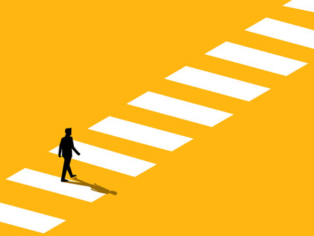 Concept of safe zone and business path . Businessman walking on the crosswalk. vectorのイラスト素材