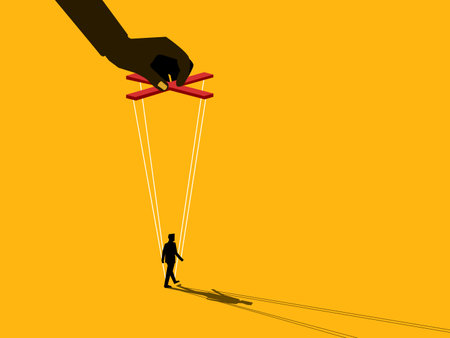 Propaganda or organization management,control power. Puppeteer and employeeのイラスト素材