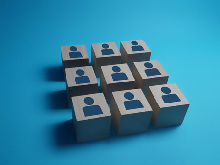 People on wooden cube blocks, People and hiring in business, Teamの写真素材