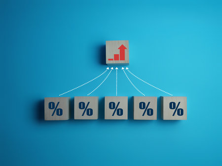 Interest rate increase, Growth graph with percentage iconの写真素材