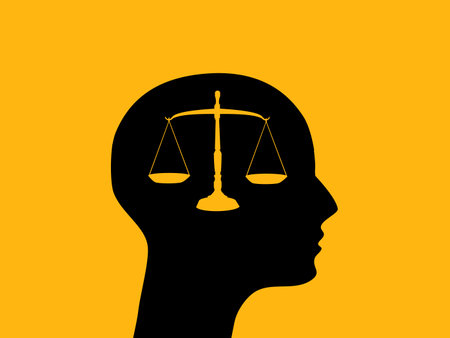 Scale symbol in the head, icon of ethics, morality, justiceのイラスト素材
