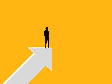 Develop leadership, Businessman stands on the head of the growth arrowのイラスト素材