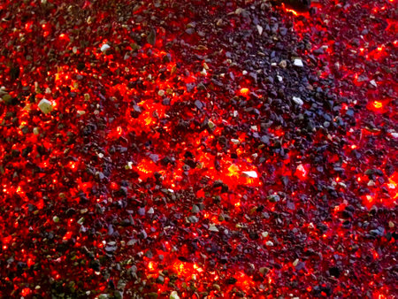 High Heat Burning Coal Abstract Background to Hell, Volcanic Lava, Meteorite Fireballの写真素材