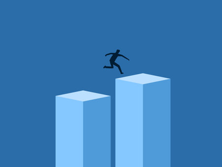 Change, Businessman jumps over the gapのイラスト素材