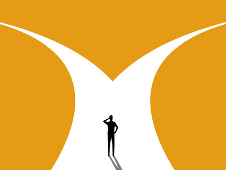 Confused, the decision maker is at a crossroadsのイラスト素材