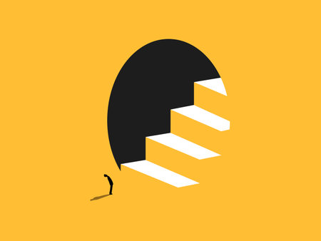 Businessman looking at the stairs to successのイラスト素材