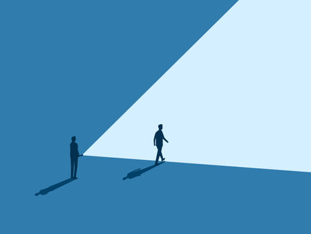 Guidance, Businessman shines a light to his colleaguesのイラスト素材