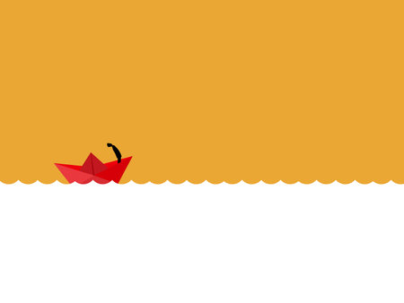 Brave businessman drives paper boat through sea wavesのイラスト素材