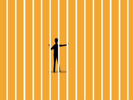 Businessman commits crime and is locked in a cageのイラスト素材