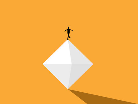 Life and Work, Businessman Balancing Himself on a Diamond Shapeのイラスト素材