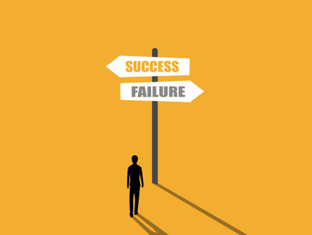 Businessman finds signs to lead to success or failureのイラスト素材