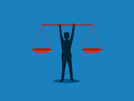 Good governance, upholding the law, ethical businessman holding the scalesのイラスト素材
