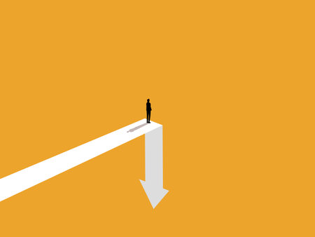 Businessman standing looking for opportunity on crisis arrowのイラスト素材