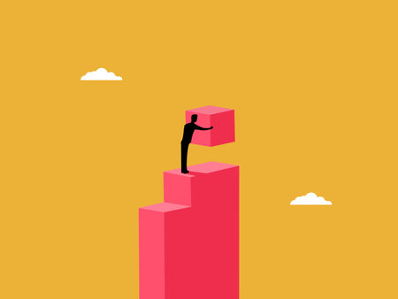 Growth steps, businessman builds up the stairsのイラスト素材