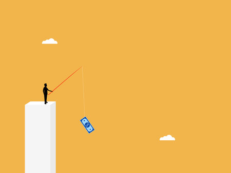 Businessman fishing with banknotesのイラスト素材