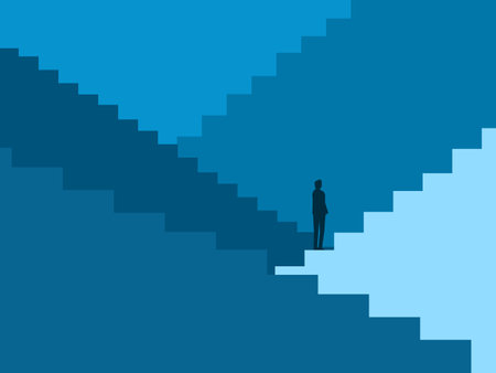 Businessman on the stairs to successのイラスト素材