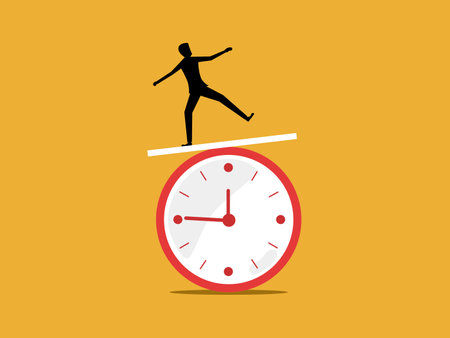 Businessman balancing life on timeのイラスト素材