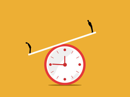 Two businessmen on unequal time balanceのイラスト素材