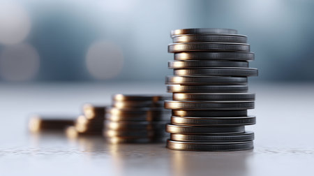 Growing pile of coins, financial conceptの素材