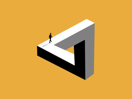Businessmen walking on the Penrose Triangle
