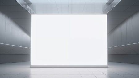 Blank white billboard with metallic frame, mockup for digital poster or signageの素材