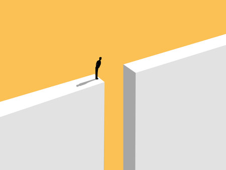businessman stands in a gap. business concept